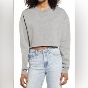 NEW Socialite Gray Cropped Crewneck Sweatshirt size Large